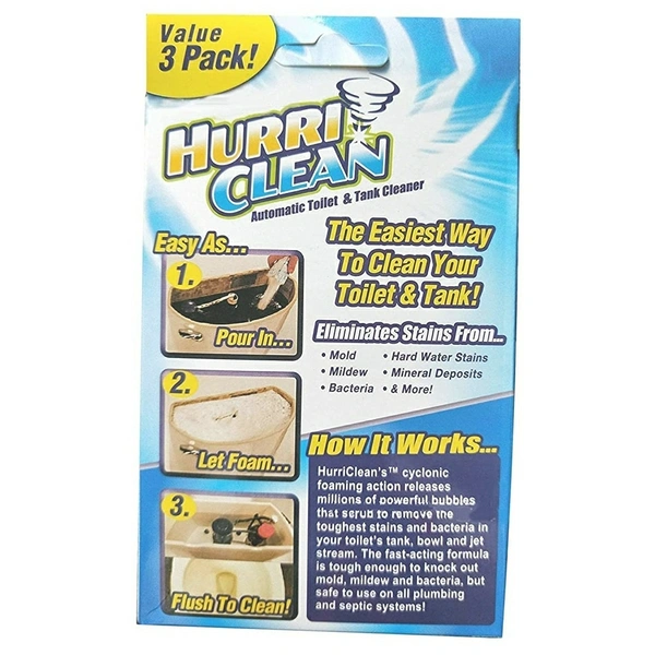 Hurri Clean Automatic Toilet & Tank Cleaner for Hands Free Removal of Stains, Rust and Mineral Deposits with No Chlorine or Harsh Chemicals - 0