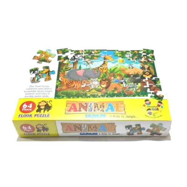 Innovative Kids Animal Safari 64 Piece Floor Puzzle - A Ride To Jungle - 0