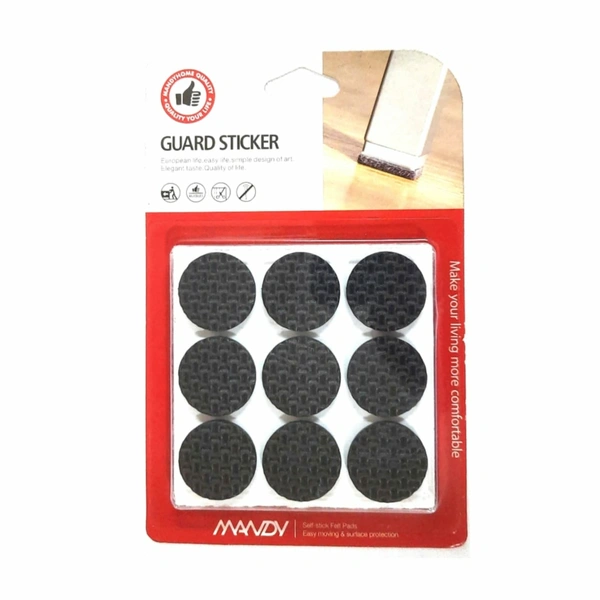 Mandy Heavy Duty Furniture Guard Sticker (Black) -1 Piece (contains 9 guard stickers) - 2.5cm - Round Shape. - 0