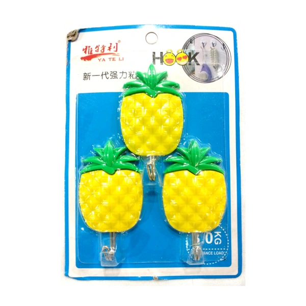 Ya Te Li Pineapple Design Strong Stick Hook For Walls Home/Office - ( Contains 6 Pieces ) - 0