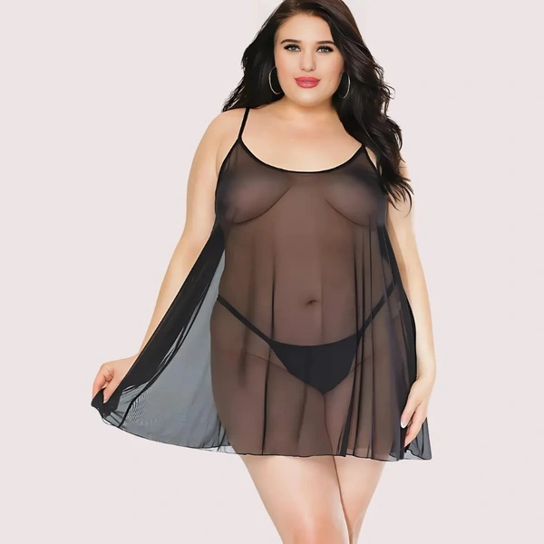 NAUGHTYGALZ Lunar Desire Plus Size See-Through Nightdress - Black, 4XL