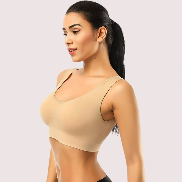 NAUGHTYGALZ Beige Women's Ultimate Sports Bra for Yoga & Gym - 36, Almond
