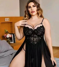 NAUGHTYGALZ French Daina Lace and Mesh Babydoll Nightwear - Black, M