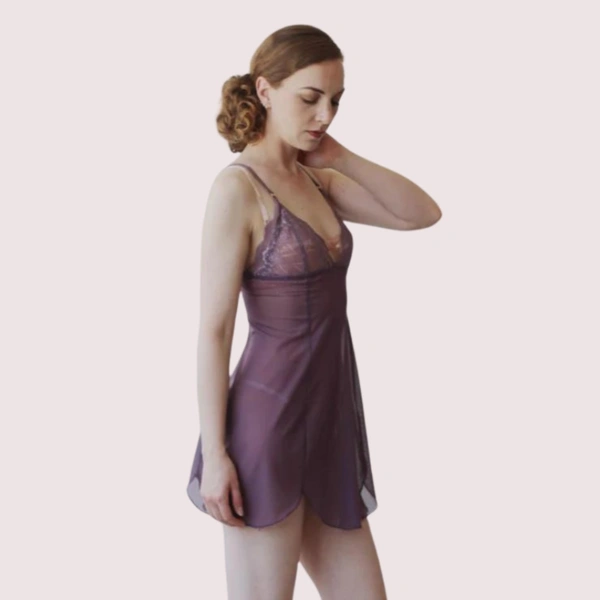 NAUGHTYGALZ Velvet Moon Sheer Mesh Slip Plus Size - Purple, L