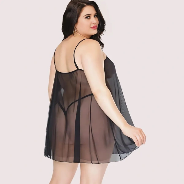 NAUGHTYGALZ Lunar Desire Plus Size See-Through Nightdress - Black, 4XL