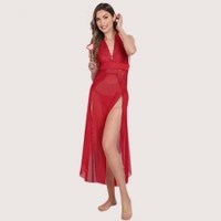 NAUGHTYGALZ Graceful Long Sheer Nightdress for Women - Brick Red, L