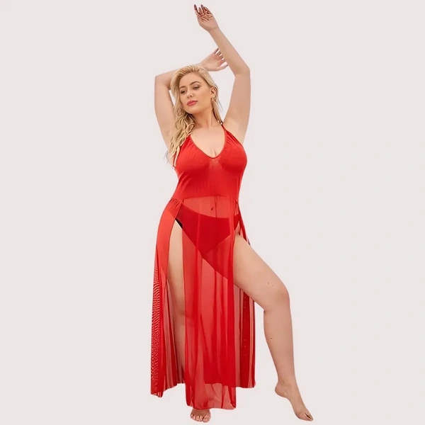 NAUGHTYGALZ Soft Elegant Lace Seductive Nightgown - Alizarin Crimson, S