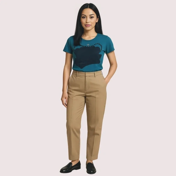 NAUGHTYGALZ Teal Crown Graphic Crew Neck Tee - Blumine, S