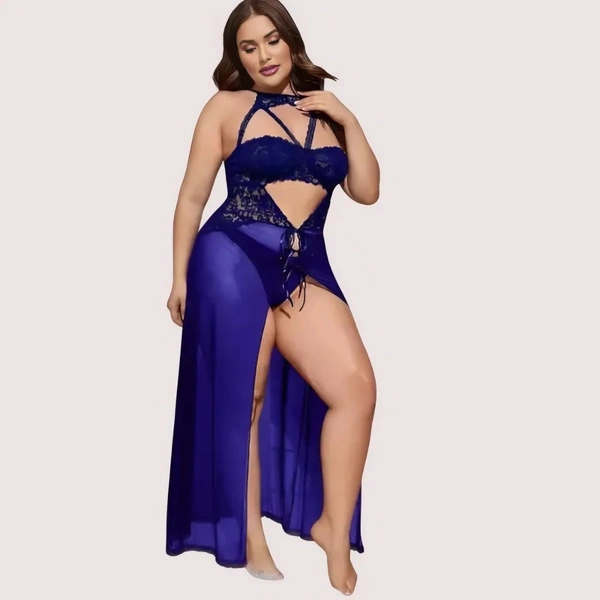 NAUGHTYGALZ Azure Bloom Women's Blue Babydoll Set - Gigas, XXL