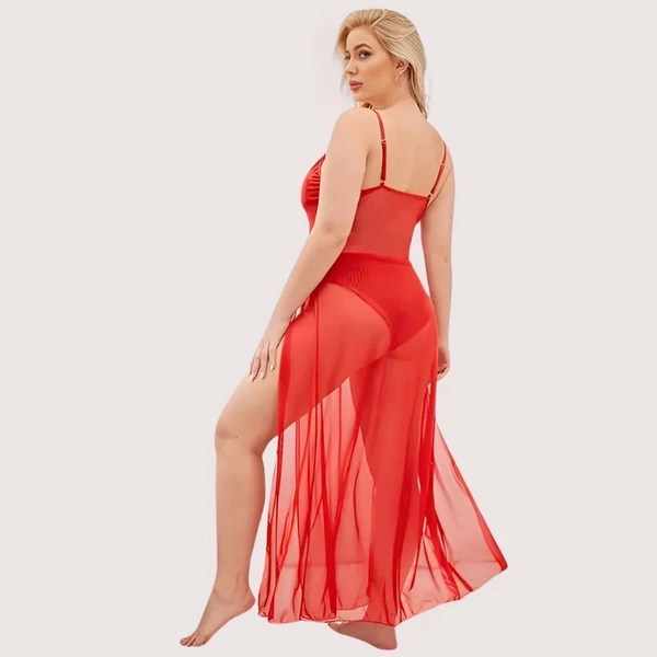 NAUGHTYGALZ Soft Elegant Lace Seductive Nightgown - Alizarin Crimson, S