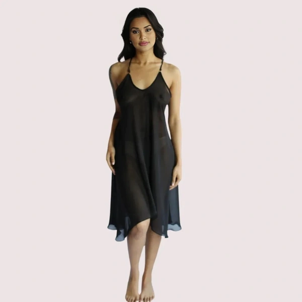 NAUGHTYGALZ Blushing Bride Sheer Nightgown Plus Size - Black, XL