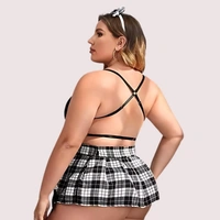 NAUGHTYGALZ French Daina Schoolgirl Roleplay Costumes with Luxury Panty Gift - As shown in image, XXXL