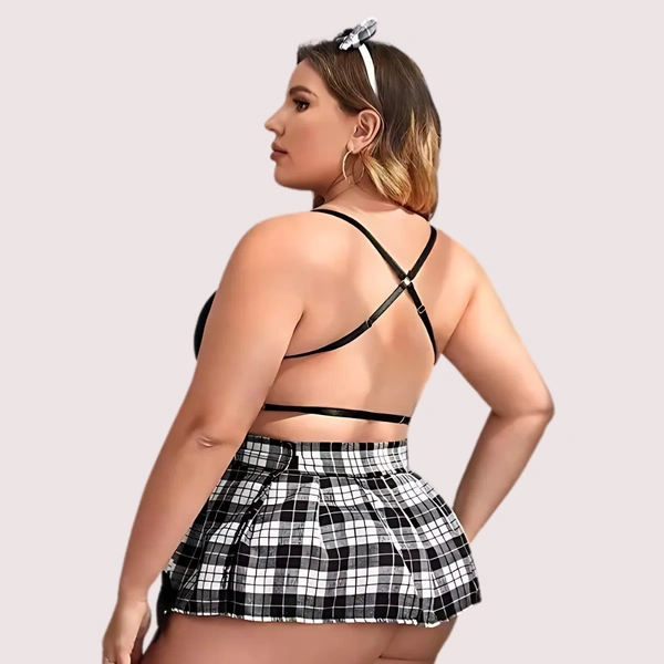 NAUGHTYGALZ French Daina Schoolgirl Roleplay Costumes with Luxury Panty Gift - As shown in image, XXXL