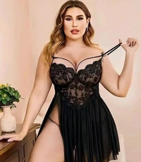 NAUGHTYGALZ French Daina Lace and Mesh Babydoll Nightwear - Black, M