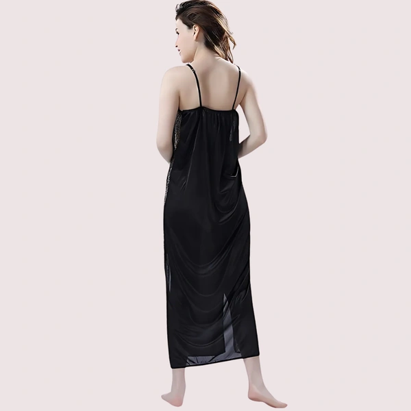 NAUGHTYGALZ Elegant Lace Seductive Black Nightgown - Woodsmoke, M