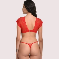 NAUGHTYGALZ Very Sexy Red Lace Bra G-String Set - Free Size, Sunset Orange