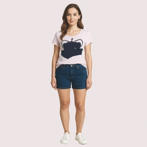 NAUGHTYGALZ Pink Crown Graphic Casual Tee - Prim, S