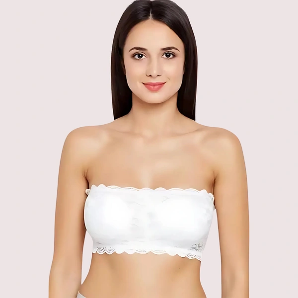NAUGHTYGALZ Wire-Free and Stretchable Bra for Unparalleled Comfort - 36, White Lilac