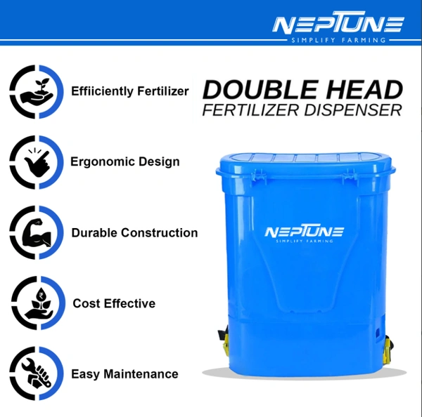 Neptune Backpack Manual Agricultural Double Head Fertilizer Dispenser| Durable, Ergonomic Design with 20L Tank & Comfortable Handle |