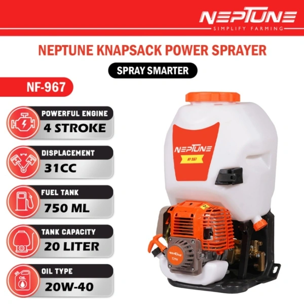 Neptune 139F 4Stroke Knapsack Power Sprayer with heavy brass pump (NF-967)