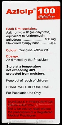 Cipla Azicip 100 (Azithromycin Oral Susupension IP) 15ml