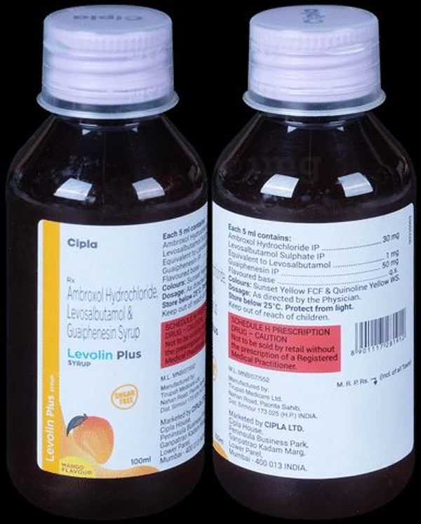 Cipla Levolin Plus (AMBROXOL-30MG + GUAIFENESIN-50MG + LEVOSALBUTAMOL-1MG)