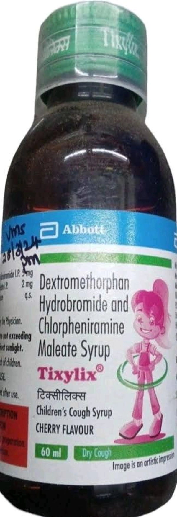 Abbott Tixylix Syrup (Contains
Chlorpheniramine Maleate (2mg/5ml)+ Dextromethorphan Hydrobromide (5mg/5ml))