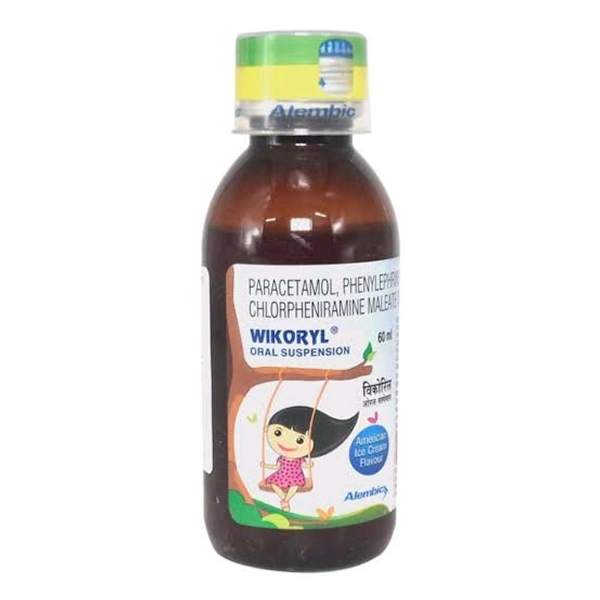 Wikoryl Oral Suspension (Contains
Chlorpheniramine Maleate (1mg/5ml)+ Paracetamol (125mg/5ml)+ Phenylephrine (5mg/5ml)