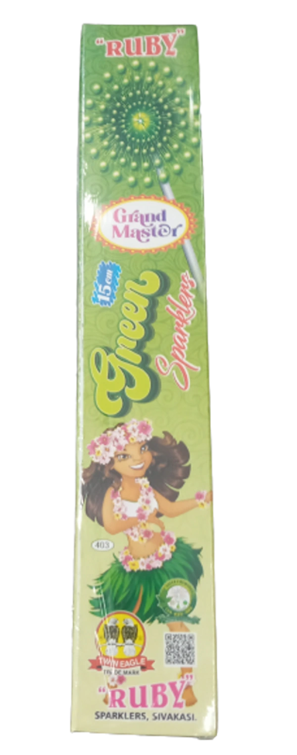 Ruby 15 Cm Green Sparklers - 15 செ.மீ பச்சை கம்பி (10 pcs)