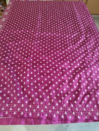 soft silk kantha - Cardinal Pink  and green 2