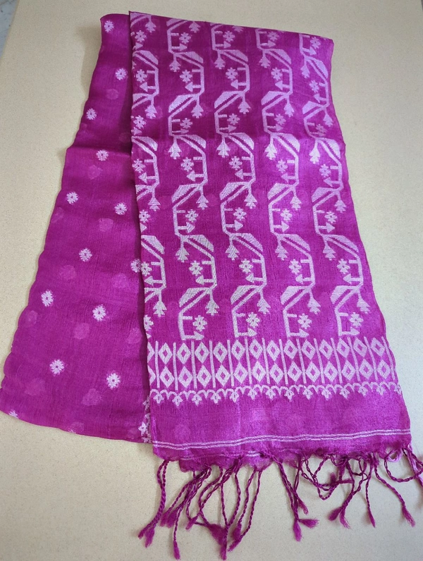 Pure Handloom Tusser Jamdhani  - Purple