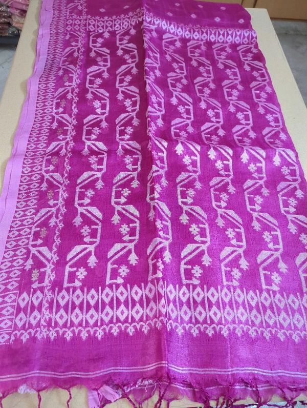 Pure Handloom Tusser Jamdhani  - Purple