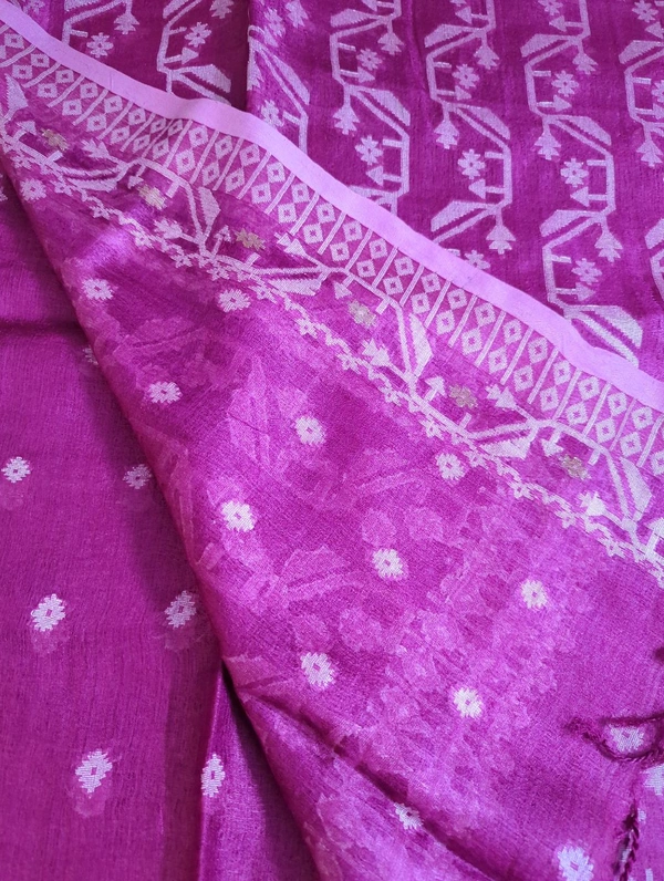 Pure Handloom Tusser Jamdhani  - Purple