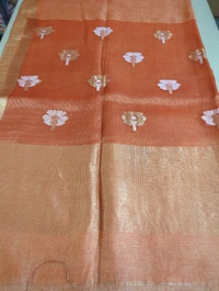 Pure Handloom Resham    Silk Lenin - orange