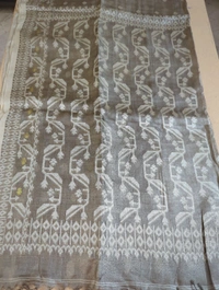 Pure Handloom Tusser Jamdhani  - Gray