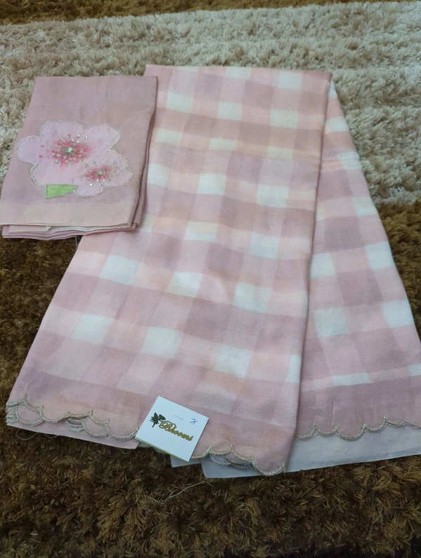 Pure Handloom Mangalagiri Pattu With Patch Work - White 7