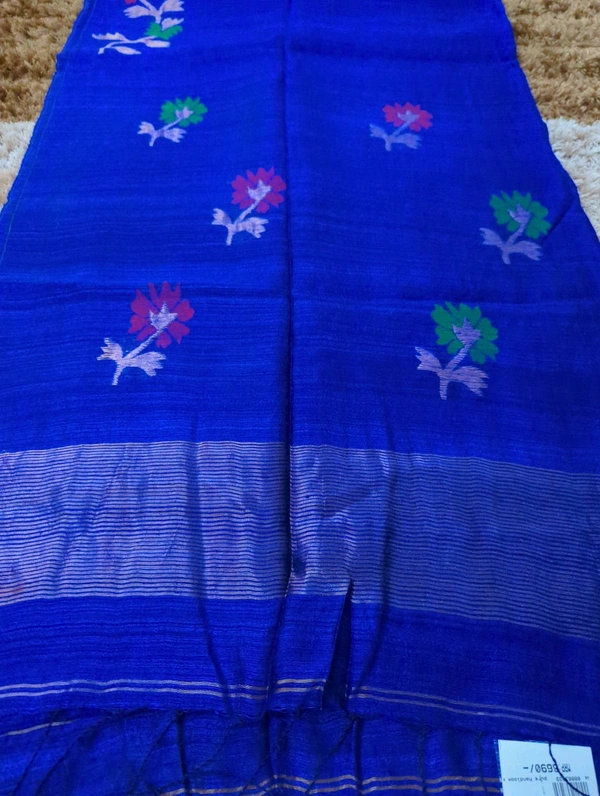 Pure Handloom Matka Silk - Blue