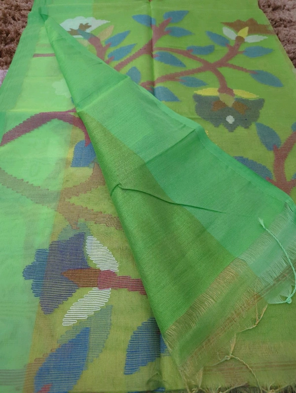 Pure Tissue Kora Jamdhani - Green