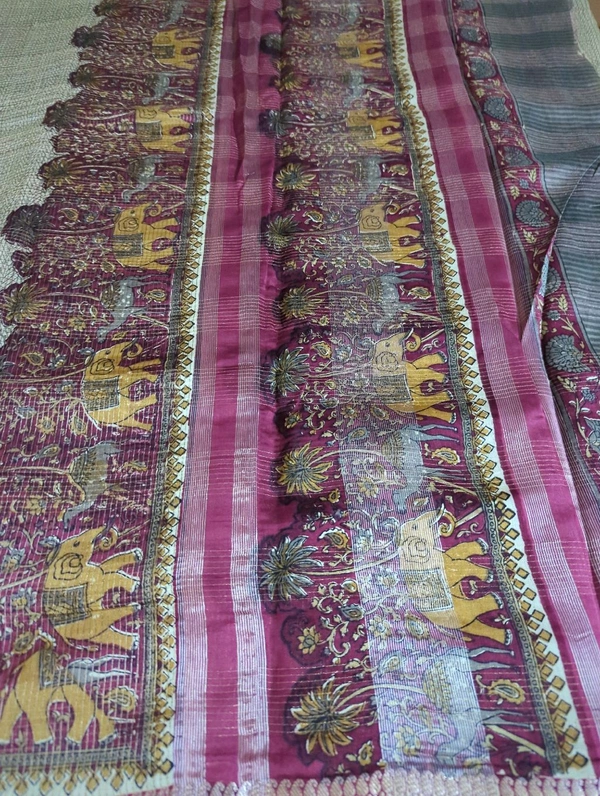 Pure Chanderi Checks - Merlot
