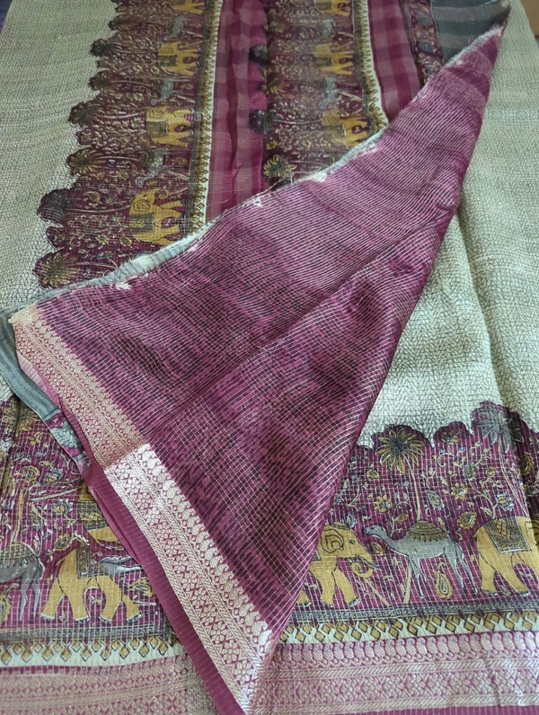 Pure Chanderi Checks - Merlot