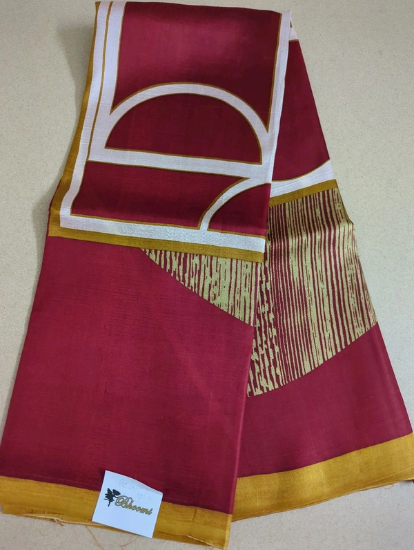 Pure Silk Designer  - Red and gold