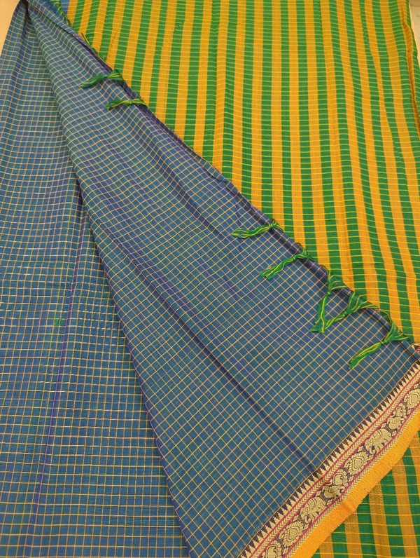 Pure Handloom Narayanapet Cotton - Blue 10