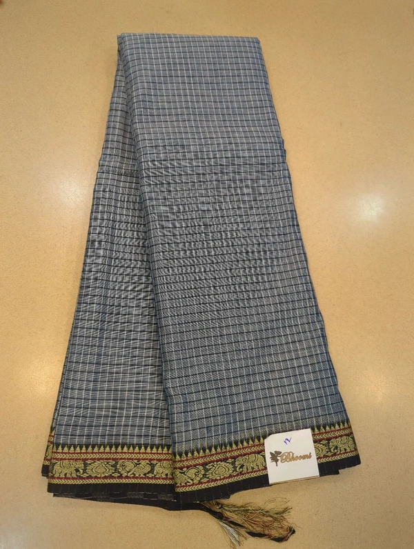 Pure Handloom Narayanapet Cotton - Silver 4