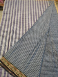 Pure Handloom Narayanapet Cotton - Silver 4