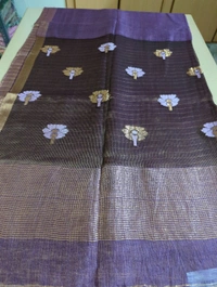 Pure Handloom Resham    Silk Lenin - Purple