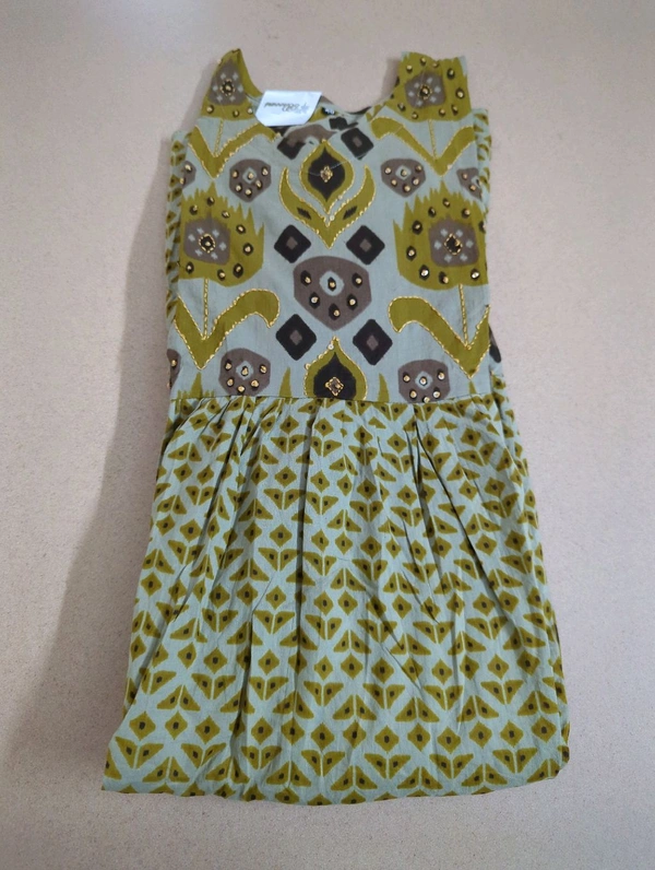 Pure Cotton Frock With Kanta - Moss Green, 40