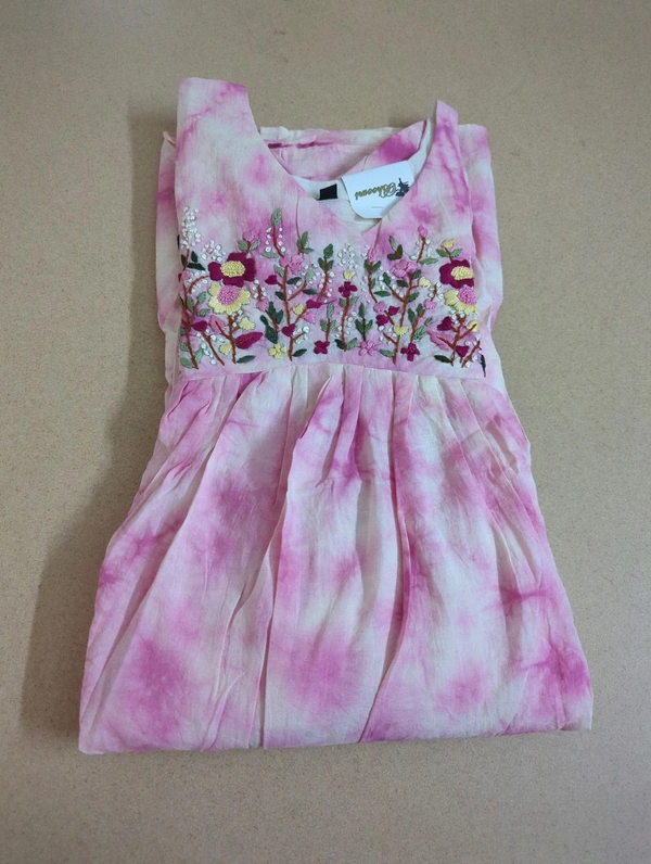 Pure Handloom Cotton Frock - pink, 42
