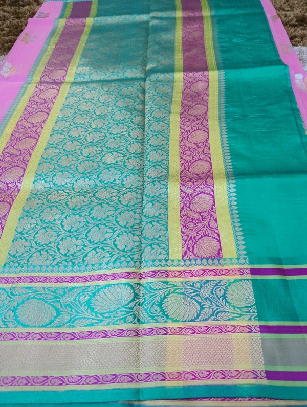 Pure Handloom Katan Kora - pink