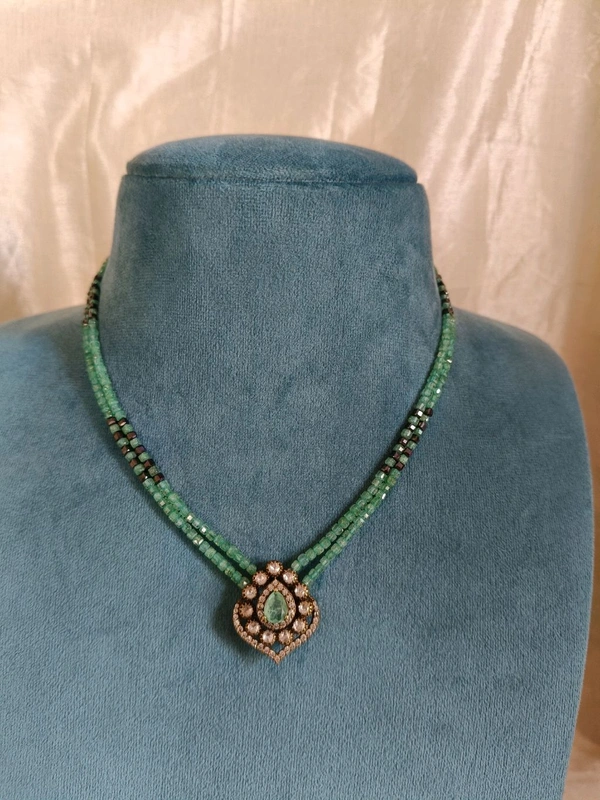 Real Cz S With Victorian Pendent  - Green