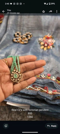 Real Cz S With Victorian Pendent  - Green